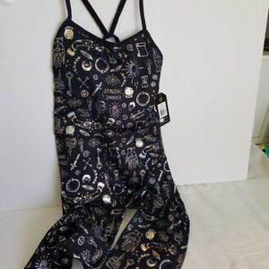 Zumba Vibes Bodysuit Bold Black Spicy (S) Black and Silver, New w/Tags